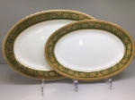 A set of two oval platter "MALACHITE"