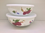 Japanese enamelled trays, set of two, Series of Fruits