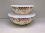 Japanese enamelled trays, set of two, Rose series